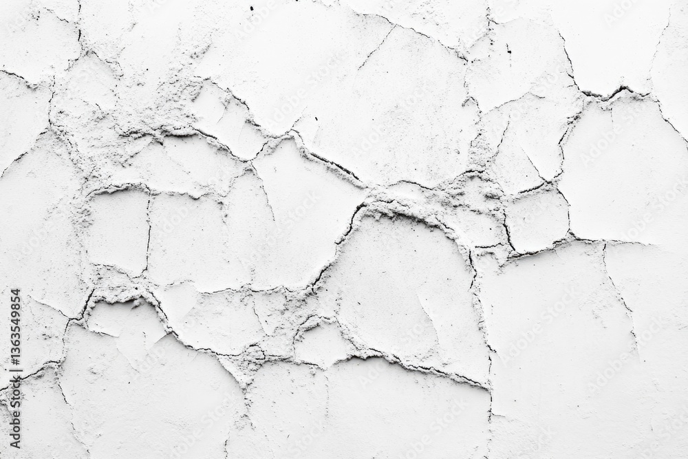 Poster white textured surface with a network of cracks, showing signs of age and weathering.