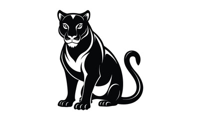 Black panther crouching silhouette, Black Panther Crouching, Front View 
