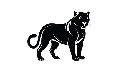 Black panther crouching silhouette, Black Panther Crouching, Front View 