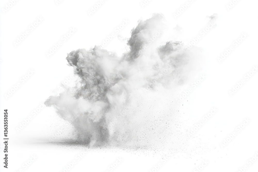 Aufkleber a grayscale image showing a large cloud of dust or smoke exploding outwards from a central point.