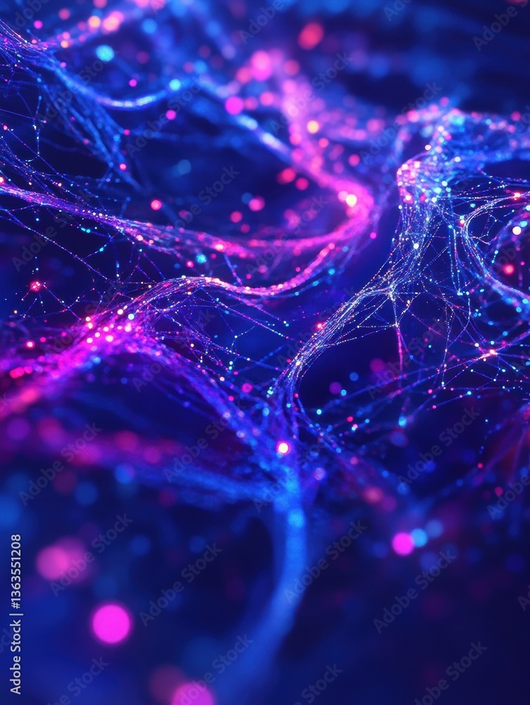 Aufkleber exploring abstract neural connections in a glowing human brain representation with futuristic cyberp