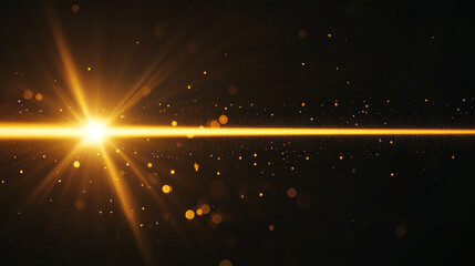Fototapeta premium A bright golden light streak with bokeh effect on a dark background creating a cosmic atmosphere