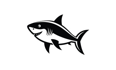 Hungry great white shark silhouette, Hungry Great White Shark, Wild Marine Animal Illustration 