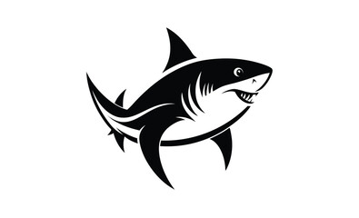 Hungry great white shark silhouette, Hungry Great White Shark, Wild Marine Animal Illustration 