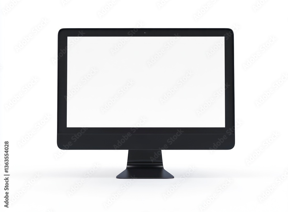 Poster displaying modern computer screen with blank white space for creative design