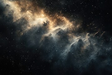 Fototapeta premium A breathtaking view of a nebula, swirling clouds of gas and dust illuminated by distant stars, creating a cosmic masterpiece.