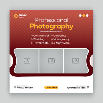 Digital photography services social media post and web banner template