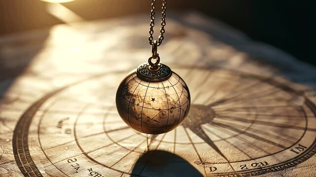 A shadow of a pendulum swinging over a lunar map