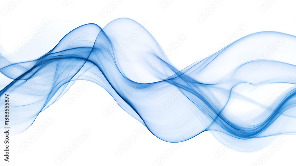 Poster abstract blue wave design on white background creating a flowing and elegant visual representation