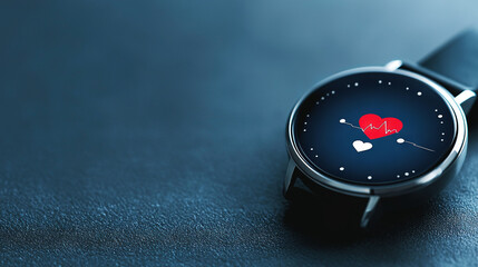   A detailed image of a watch face displaying a heart symbol and the back showing a heartbeat pattern