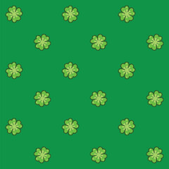 4 Clover Leaf Seamless Pattern, Kawaii Style