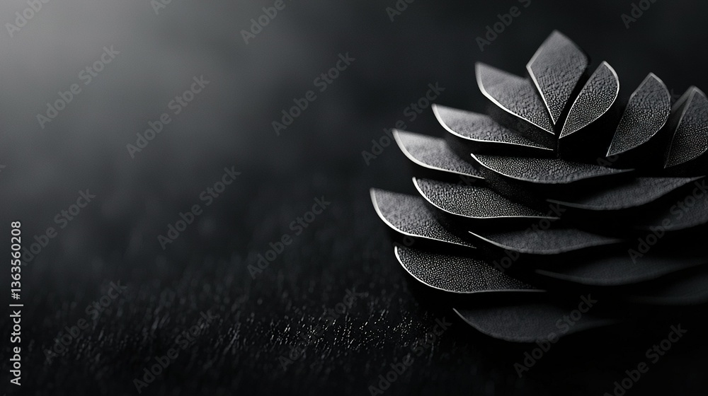 Aufkleber a monochromatic image of a pine cone on a dark surface with a hazy background