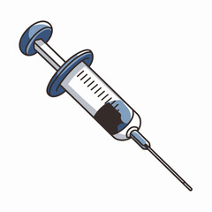 Medical Syringe Illustration with Blue Cap and Clear Barrel