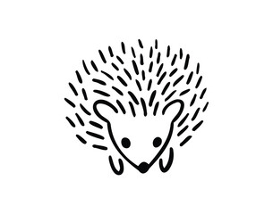 Cartoon doodle hand drawn cute hedgehog. Hand-drawn adorable hedgehog. Forest animals. Outline drawing for children.