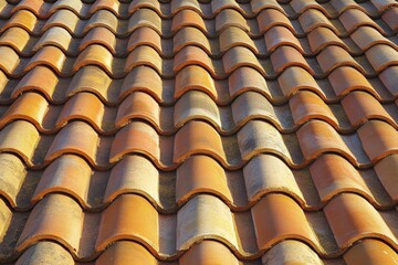 Clean roof tiles glistening in sunlight after recent washing in neighborhood Generative AI