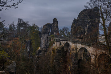 Aufnahme der Basteibr&uuml;cke im Elbsandsteingebirge.