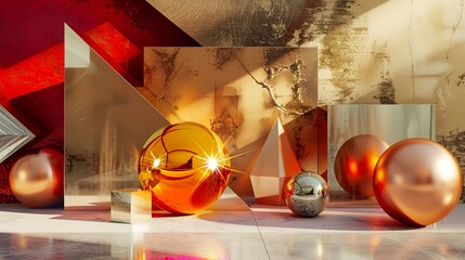 A photo of geometric shapes decor