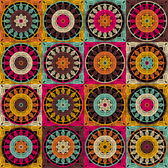 Pattern with crochet granny square wallpaper handmade decorative art design print