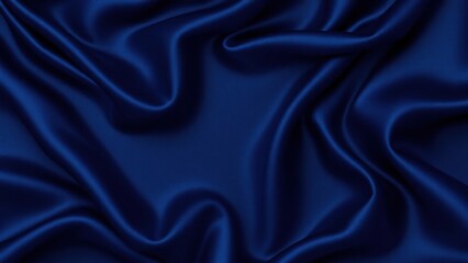 Obraz premium Navy blue silk satin. Dark elegant luxury abstract background with space for design. Shiny smooth fabric. Soft folds. Drapery. Color gradient. Lines. Wavy pattern. Christmas, birthday, romance.