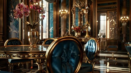 A photo of glamorous Hollywood regency decor