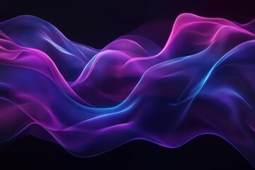 Obraz premium Ethereal purple and blue waves dancing in a dark cosmic ballet, a vibrant digital nebula swirling with light and energy.