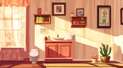 Professional Nursery Interior with Commode, Shelf Unit, and Pictures for Childcare Design Inspiration