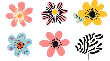 Colorful floral designs for crafting, party decor, or scrapbook embellishments