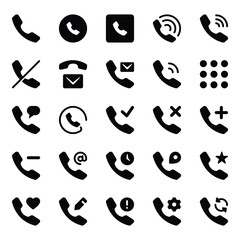 Glyph icons set for Telephone calls.