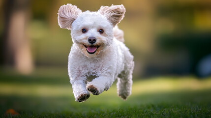 Adorable Maltipoo Puppy Running with Joy in a Park