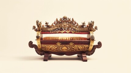 Intricate Traditional Musical Instrument with Ornate Carvings and Decorative Design Perfect fo
