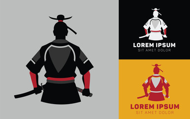 Back Black samurai man icons for your business icon logo