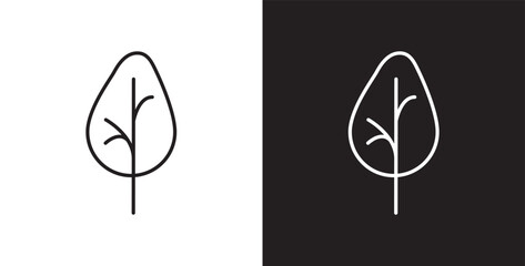 Simple tree icon. Treel vector illustration in transparent and black background. 