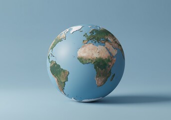 Fototapeta premium Earth globe serene blue background soft light. AI Generated