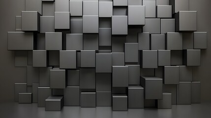 Abstract Monochrome Geometric Blocks Forming A Modern Wall Structure With Minimalist Design