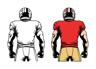  American football Player. Back View. Vector illustration