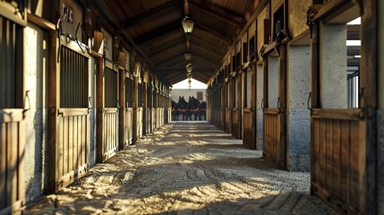 A photo of horse stables