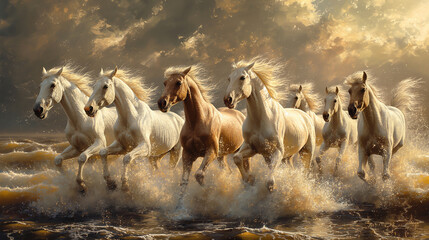 Obraz premium horses in the field