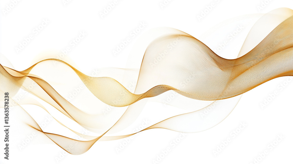 Poster abstract golden flowing lines on a white background creating a sense of movement and elegance design