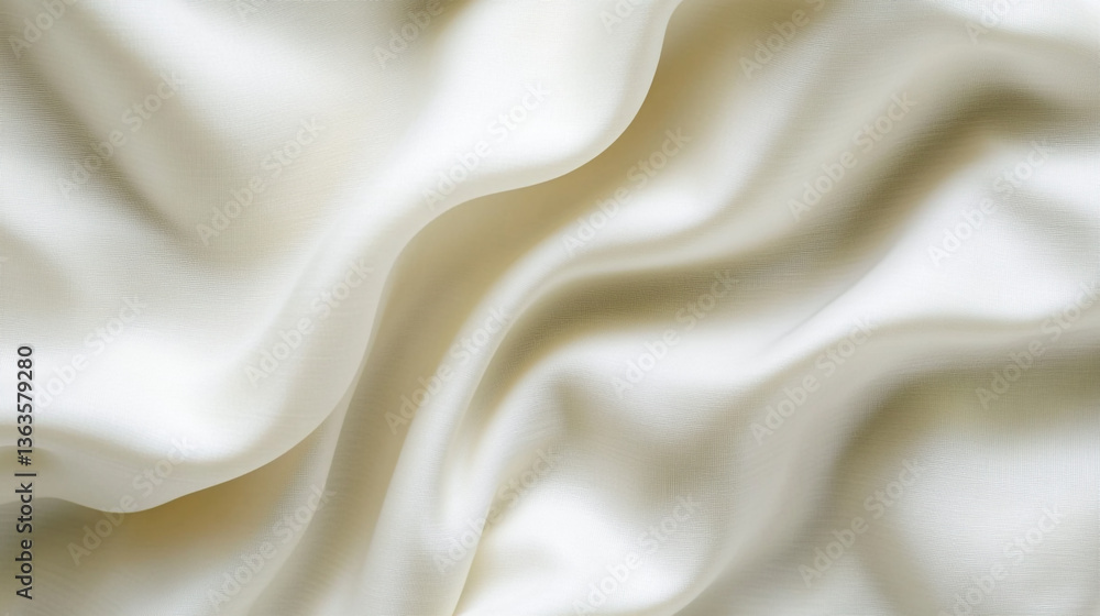 Aufkleber close up shot of flowing white silk fabric with soft folds and subtle light and shadow patterns