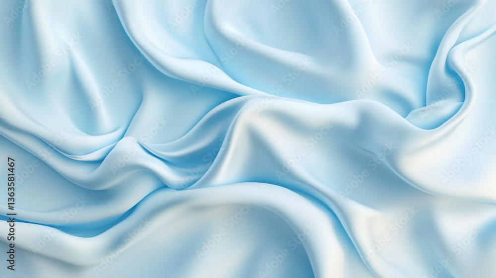 Poster a soft light blue silk fabric with gentle folds and subtle highlights creating a smooth texture look