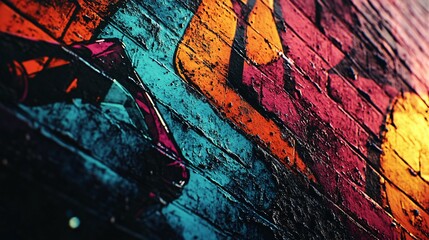 A Colorful Detailed View of Graffiti Art Painted on Bricks