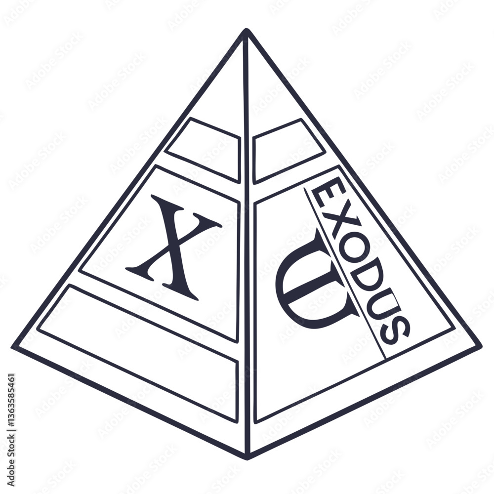 Poster symbolic pyramid logo design with text elements for branding