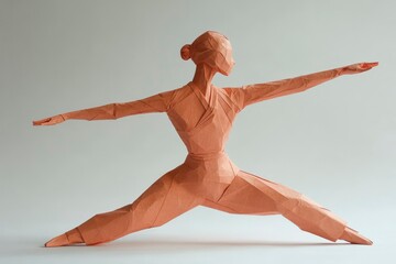 Obraz premium creative depiction of origami figures and silhouettes in yoga classes