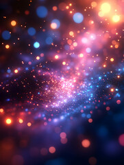 Obraz premium Shimmering galaxy A cosmic view of colorful lights, bokeh, and soft focus creating ethereal beauty