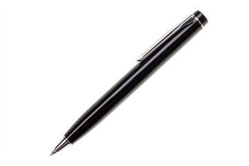 Black Ballpoint Pen Isolated on White Background for Writing or Signing