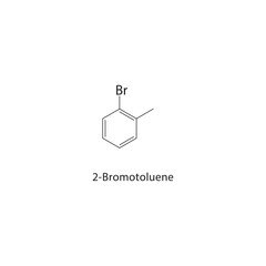 Fototapeta premium 2-Bromotoluene skeletal structure. Halogenated toluene compound schematic illustration. Simple diagram, chemical formula.