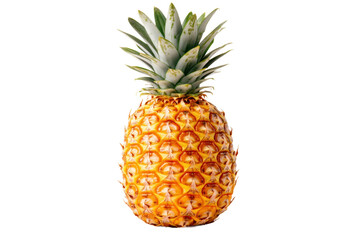 Fototapeta premium Fresh ripe pineapple with vibrant green leaves, cut out