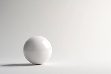 Smooth White Sphere Still Life on a White Surface Casting Shadow