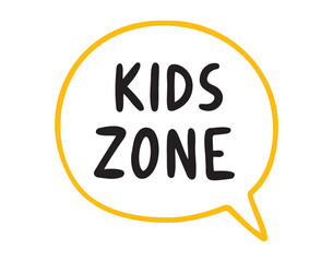 kids zone logo text element. Kids zone speech bubble cute cartoon element sticker. text badge label.