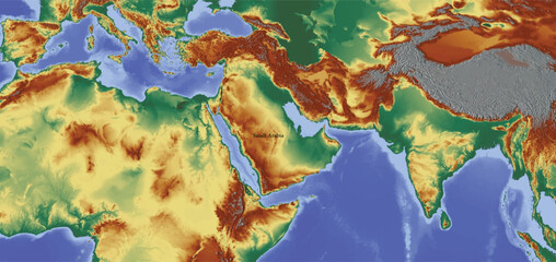 Map of Saudi Arabia, geographical features
